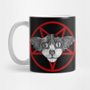 Satanic black cat in pentagram Mug